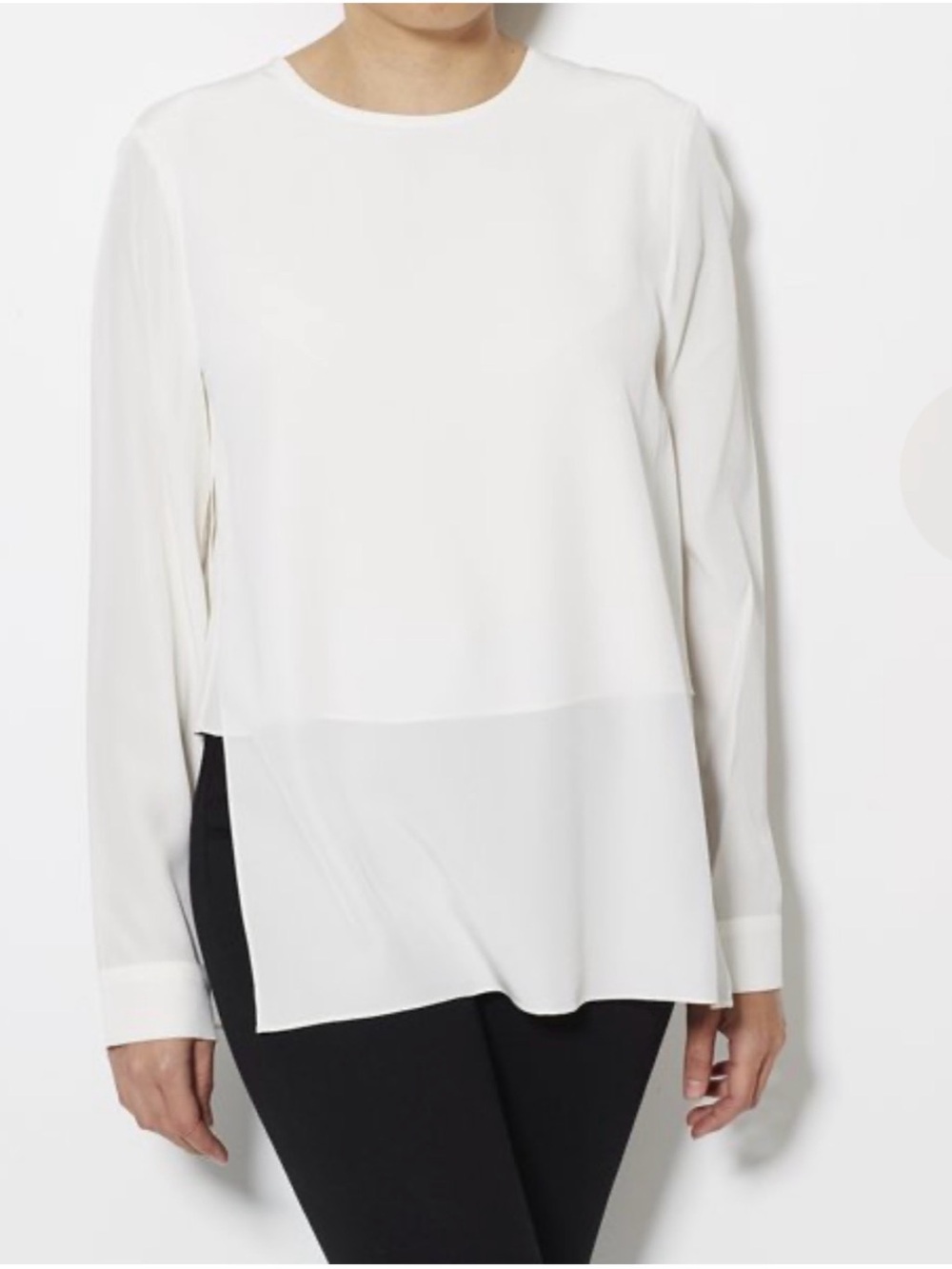Tibi Ivory 100% Silk Crepe Layered Blouse Top Size 6